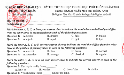 Bốn dạng bài ngữ pháp trong đề tiếng Anh thi tốt nghiệp THPT