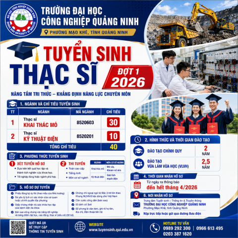 THÔNG BÁO TUYỂN SINH ĐÀO TẠO THẠC SĨ ĐỢT 1 NĂM 2026